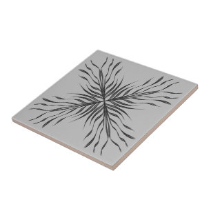 Black And Grey Translucent Textured Feather Leaves Tile
