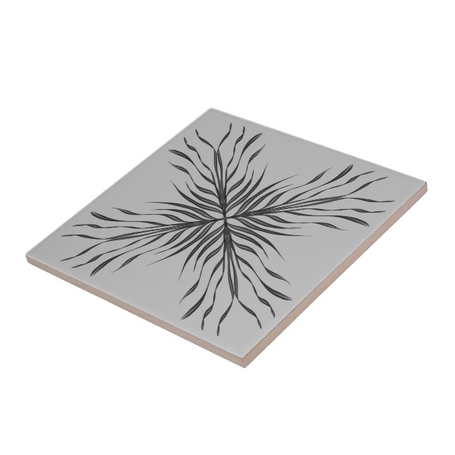 Black And Grey Translucent Textured Feather Leaves Tile (Side)