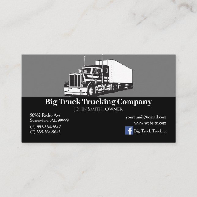 Black and Grey Trucking Company Business Card (Front)