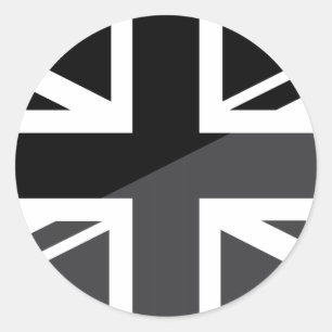 Black and grey Union Jack British(UK) Flag Classic Round Sticker
