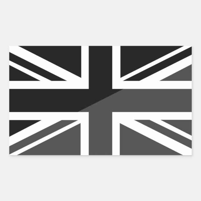 Black and grey Union Jack British(UK) Flag Rectangular Sticker (Front)