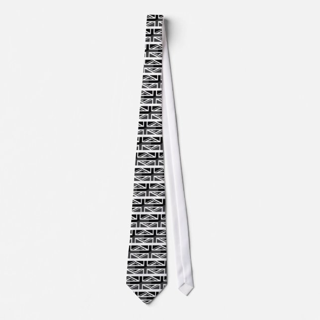 Black and grey Union Jack British(UK) Flag Tie (Front)
