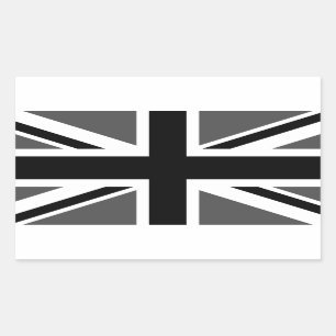 Black and Grey Union Jack Rectangular Sticker