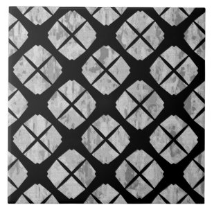 Black and Grey Urban Modern Diamond Pattern Tile