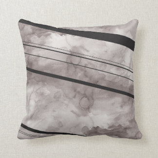 Black and Grey Watercolor Stripe Pillow