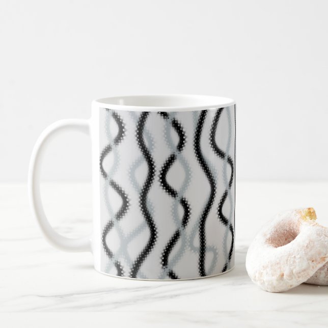Black and grey waves  coffee mug (With Donut)