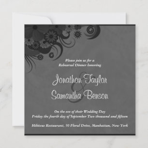 Black and Grey Wedding Rehearsal Dinner Invites