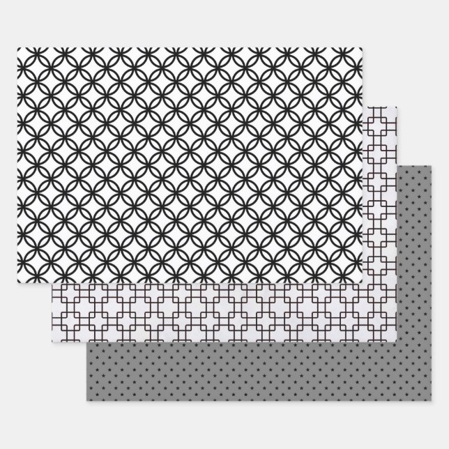 Black and Grey Wrapping Craft Paper (Set)