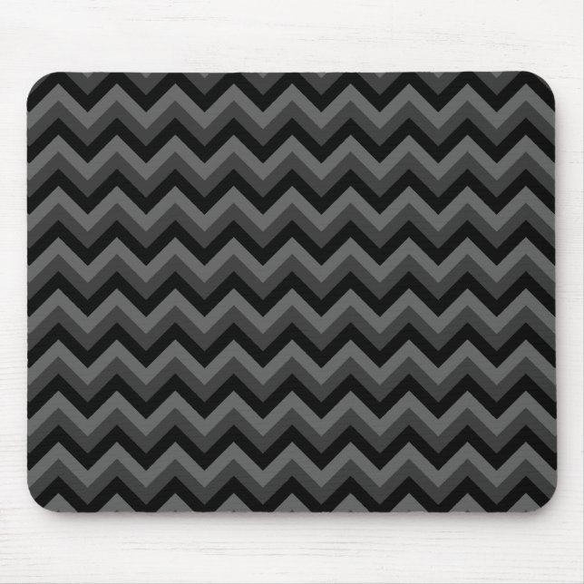 Black and Grey Zig Zag Pattern. Mouse Mat (Front)