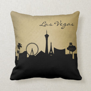 Black and Grunge Las Vegas Skyline Cushion
