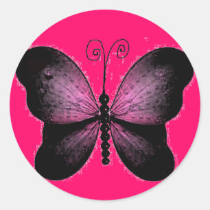 Black and Hot Pink Butterfly Sticker