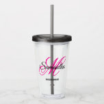 Black and Hot Pink Fancy Monogram Bridesmaid Acrylic Tumbler<br><div class="desc">A girly personalised monogram with a fancy calligraphy script pairing in hot pink and black. Create your own pretty acrylic tumbler thank you gift for a bridesmaid for the bridal shower or bachelorette party night. Customise the font colours to match your wedding palette. The fancy flourish that is part of...</div>