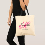 Black and Hot Pink Fancy Monogram Bridesmaid Tote Bag<br><div class="desc">A girly personalised monogram with a fancy calligraphy script pairing in hot pink and black. Create your own pretty tote bag as a thank you gift for a bridesmaid. Customise the font colours to match your wedding palette. The fancy flourish that is part of the monogram may need to be...</div>