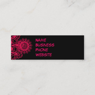 Black and Hot Pink Fuchsia Lace Snowflake Design Mini Business Card