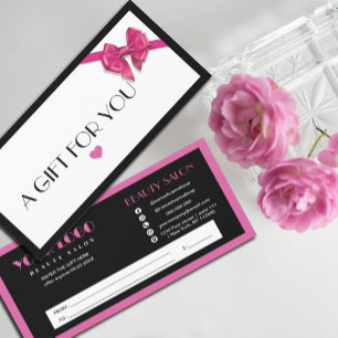Black and Hot Pink heart logo gift certificate