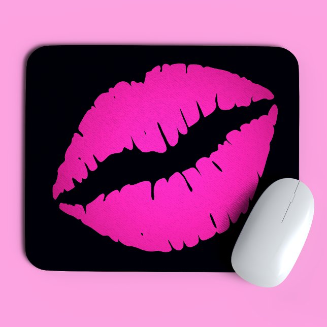 Black and Hot Pink Ombre Lipstick Kiss Mouse Mat (Creator Uploaded)