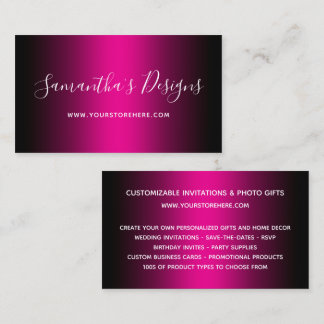 Black and Hot Pink Ombre Online Store Business Card