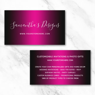 Black and Hot Pink Ombre Online Store Business Card