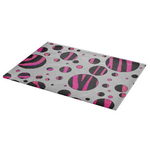 Black and Hot Pink Piloka Dot Zebra Cutting Board