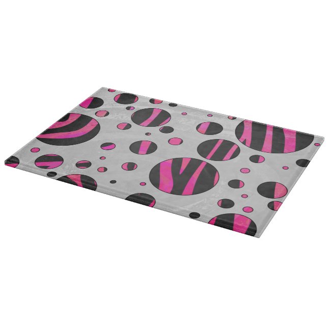 Black and Hot Pink Piloka Dot Zebra Cutting Board (Corner)