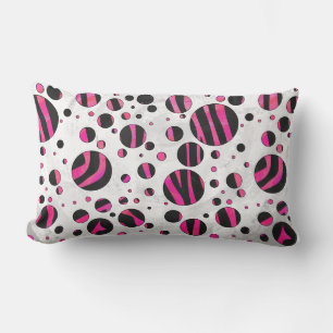 Black and Hot Pink Piloka Dot Zebra Lumbar Cushion