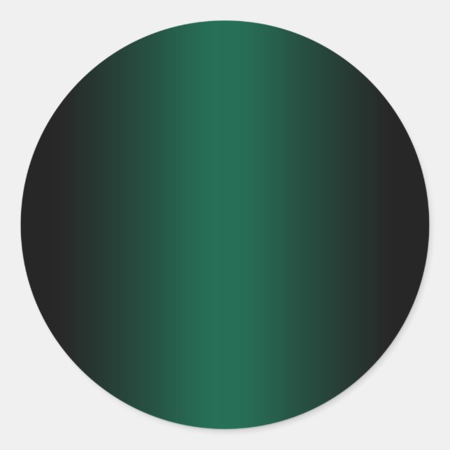 Black and Hunter Green Gradient Blank Classic Round Sticker (Front)