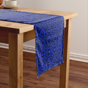 Black and indigo blue abstract pattern. short table runner