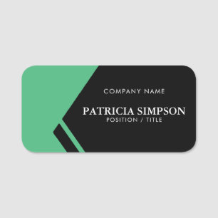 Black and Island Green: Sleek and Modern Aesthetic Name Tag