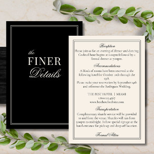 Black and Ivory Classic Old Money Wedding Details Enclosure Card