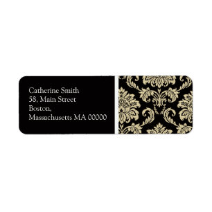 Black and Ivory Damask Address Labels