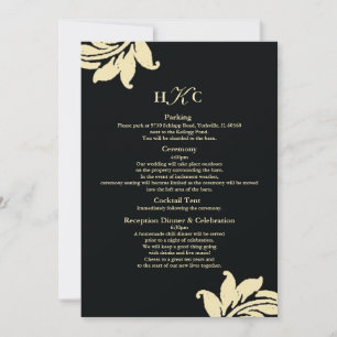 Black and Ivory Damask Wedding Enclosure Card Cust