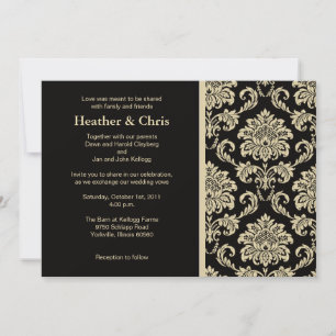 Black and Ivory Damask Wedding Invitation
