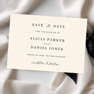 Black and ivory elegant minimalist modern wedding save the date
