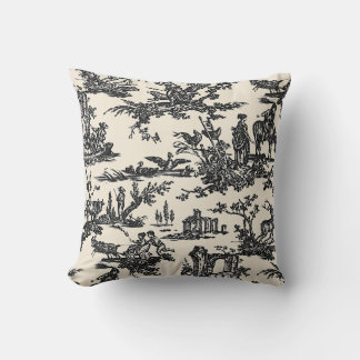Black and Ivory French Toile Pattern Cushion