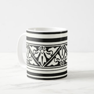 Black and Ivory Gothic Revival Leaf Border Coffee Coffee Mug