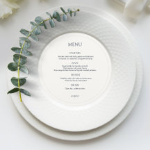 Black and Ivory Monogrammed Round Wedding Menu