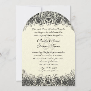 Black and Ivory Paisley Wedding Invitations