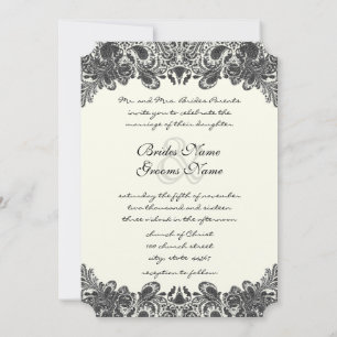 Black and Ivory Paisley Wedding Invitations