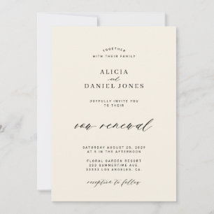 Black and ivory photo vow renewal wedding invitation