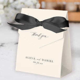 Black and ivory simple minimalist elegant wedding favour box