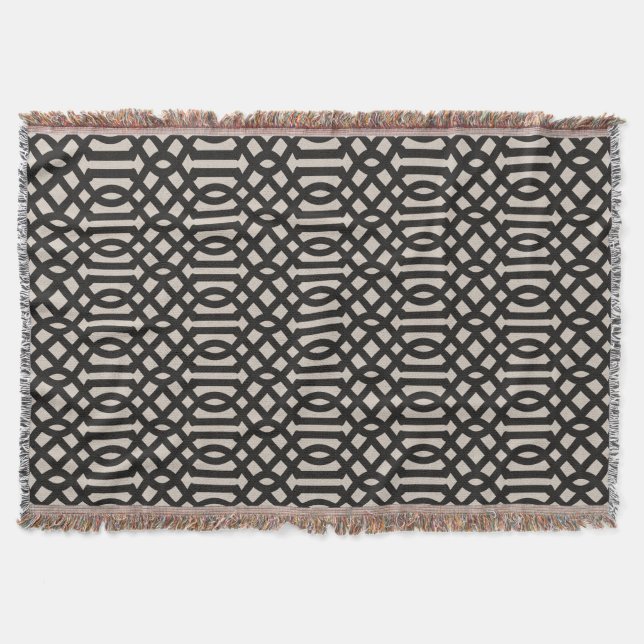 Black and Ivory Trellis | Modern Farmhouse Throw Blanket (Front)