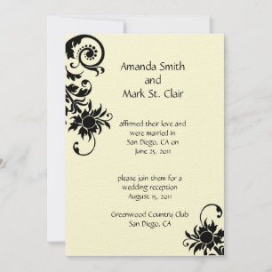 Black and Ivory Wedding Reception Invitation
