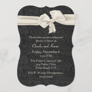 Black and Ivory Wedding Rehearsal Dinner Invitation