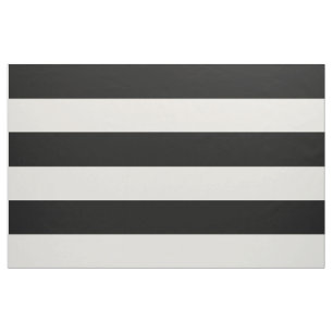 Black and Ivory Wide Stripes Large Scale Fabric