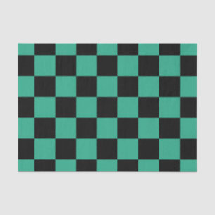 Black and Jungle Green Chequered Pattern Tissue Paper