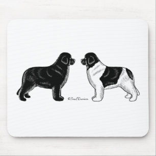 Black and Landseer Newfoundland Dog Mouse Mat
