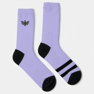 Black and Lavender Bat Crew Socks