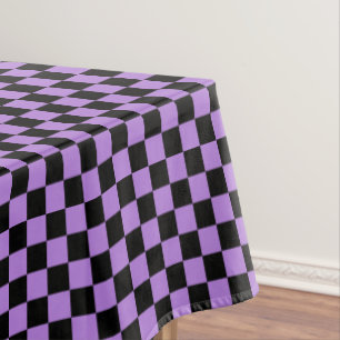 Black and Lavender Purple Chequered Tablecloth
