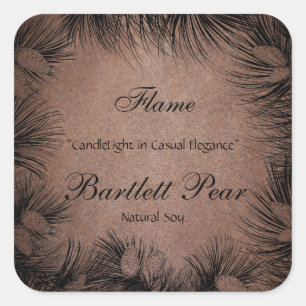 Black and Leather Pine Tree Border Candle Label