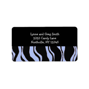 Black and Light Blue Zebra Pattern Label
